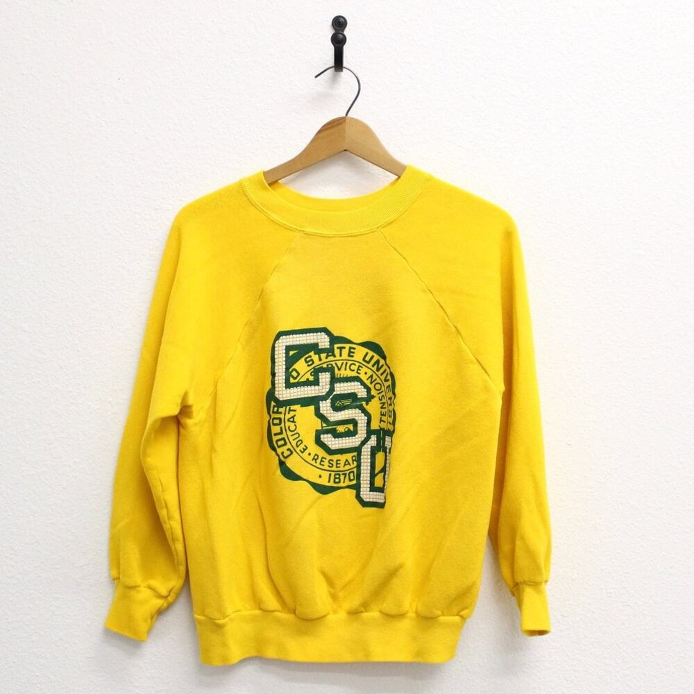 Vintage 80s Colorado State University Yellow Sweatshirt Mens Large NCAA